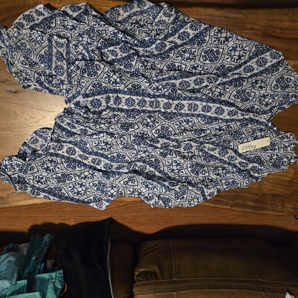 Blue and White Patterned Swimsuit Cover Up